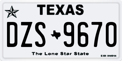 TX license plate DZS9670