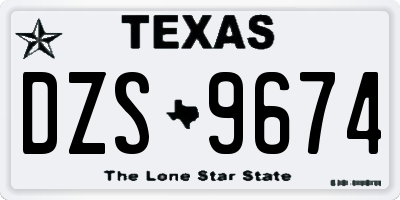 TX license plate DZS9674