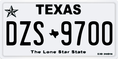 TX license plate DZS9700