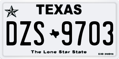 TX license plate DZS9703