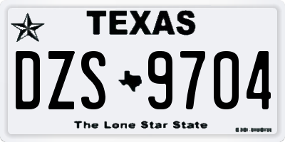 TX license plate DZS9704