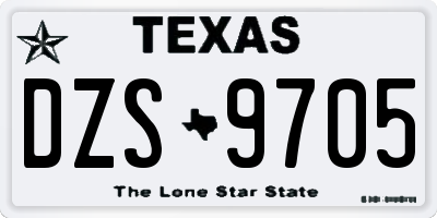 TX license plate DZS9705