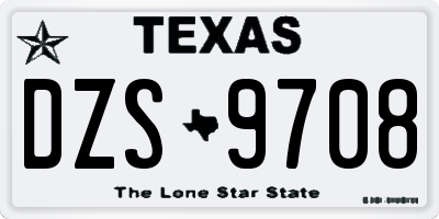 TX license plate DZS9708