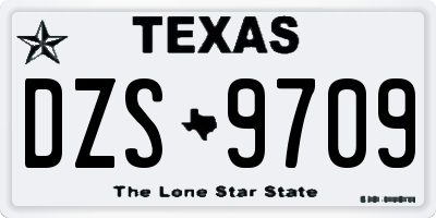 TX license plate DZS9709