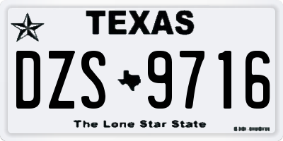 TX license plate DZS9716