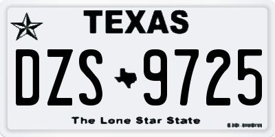TX license plate DZS9725