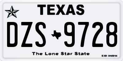 TX license plate DZS9728