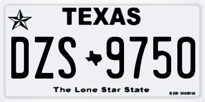 TX license plate DZS9750