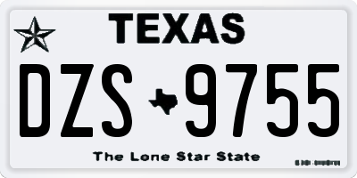 TX license plate DZS9755