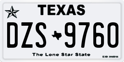 TX license plate DZS9760