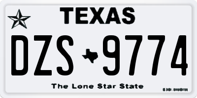 TX license plate DZS9774