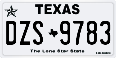TX license plate DZS9783