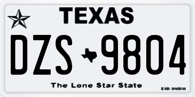 TX license plate DZS9804
