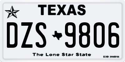 TX license plate DZS9806