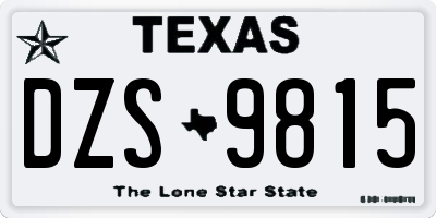 TX license plate DZS9815