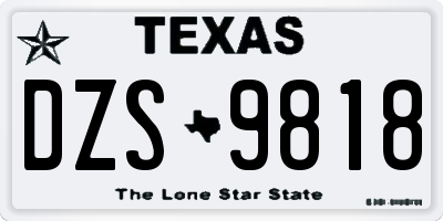 TX license plate DZS9818