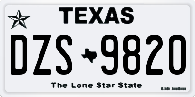 TX license plate DZS9820