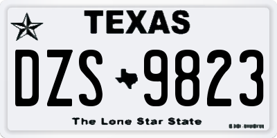 TX license plate DZS9823