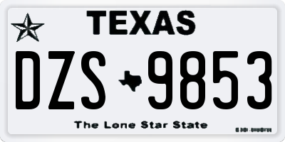 TX license plate DZS9853