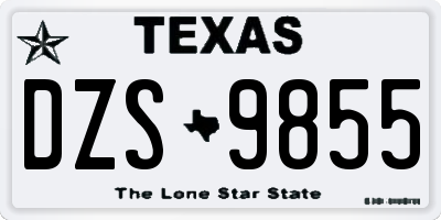 TX license plate DZS9855