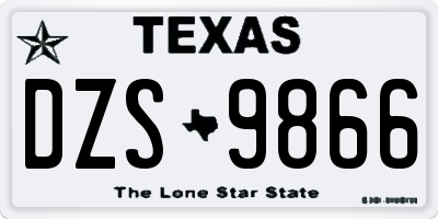 TX license plate DZS9866