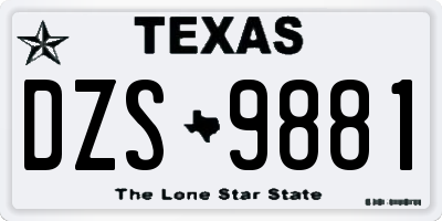 TX license plate DZS9881