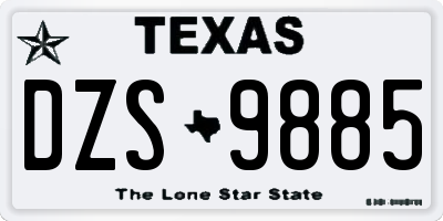 TX license plate DZS9885