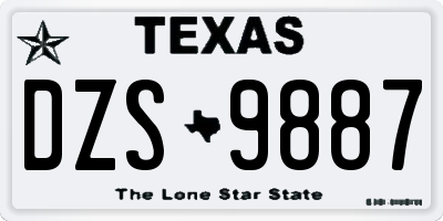 TX license plate DZS9887