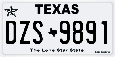 TX license plate DZS9891