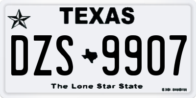 TX license plate DZS9907