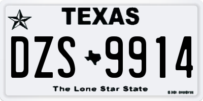 TX license plate DZS9914