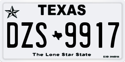 TX license plate DZS9917