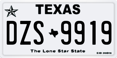 TX license plate DZS9919