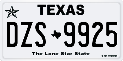 TX license plate DZS9925