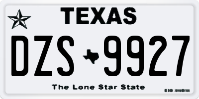 TX license plate DZS9927