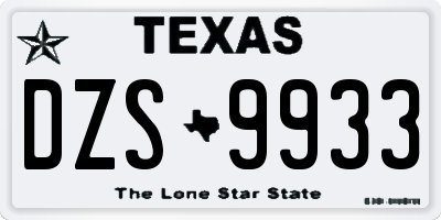 TX license plate DZS9933