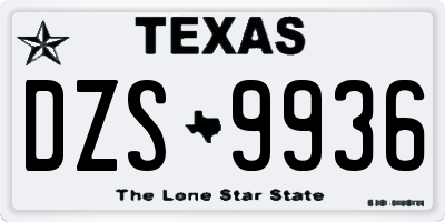 TX license plate DZS9936