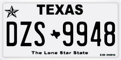 TX license plate DZS9948