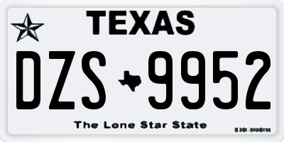 TX license plate DZS9952