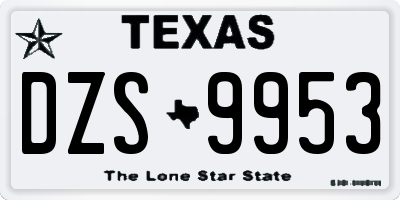 TX license plate DZS9953