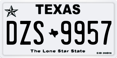 TX license plate DZS9957