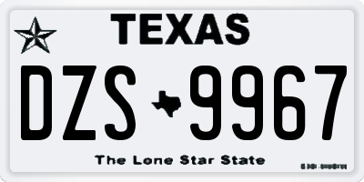 TX license plate DZS9967