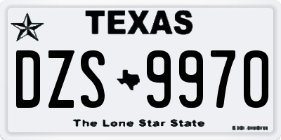 TX license plate DZS9970