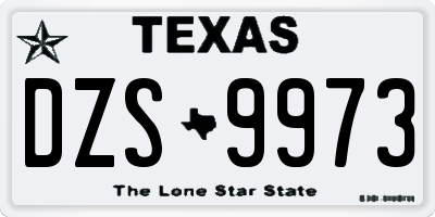 TX license plate DZS9973