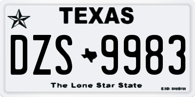 TX license plate DZS9983
