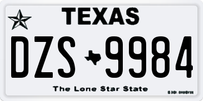 TX license plate DZS9984