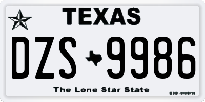 TX license plate DZS9986