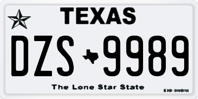 TX license plate DZS9989