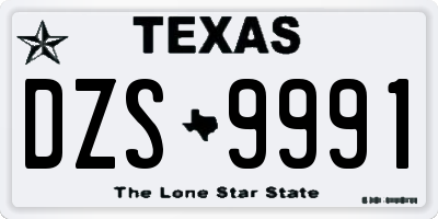 TX license plate DZS9991
