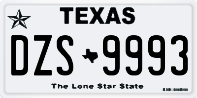 TX license plate DZS9993